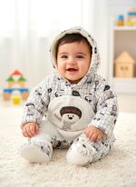 کاپشن سرهمی پاپوش‌دار نوزادی خرسی