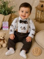 بادی و شلوار پسرانه ساسبندی به همراه پاپیون ترک