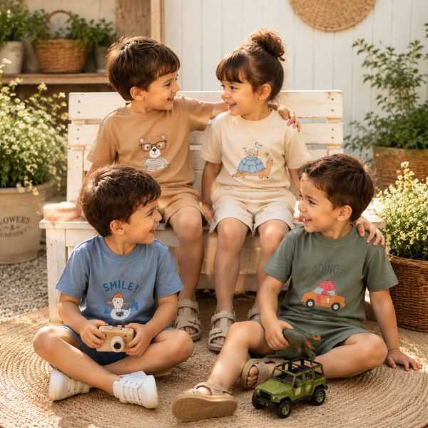تیشرت شلوارک پنبه راحتی چاپی